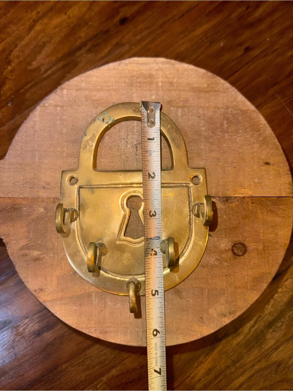 Vintage Brass Lock Key Holder With Hooks,  Unique 5